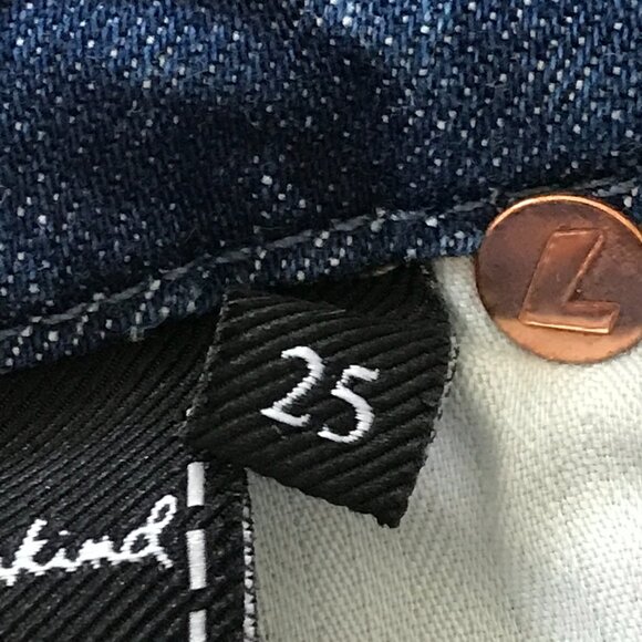 7 For All Mankind High Waist Ankle Skinny Jeans Women 25 Blue Mid Rise Raw Hem - Picture 5 of 14